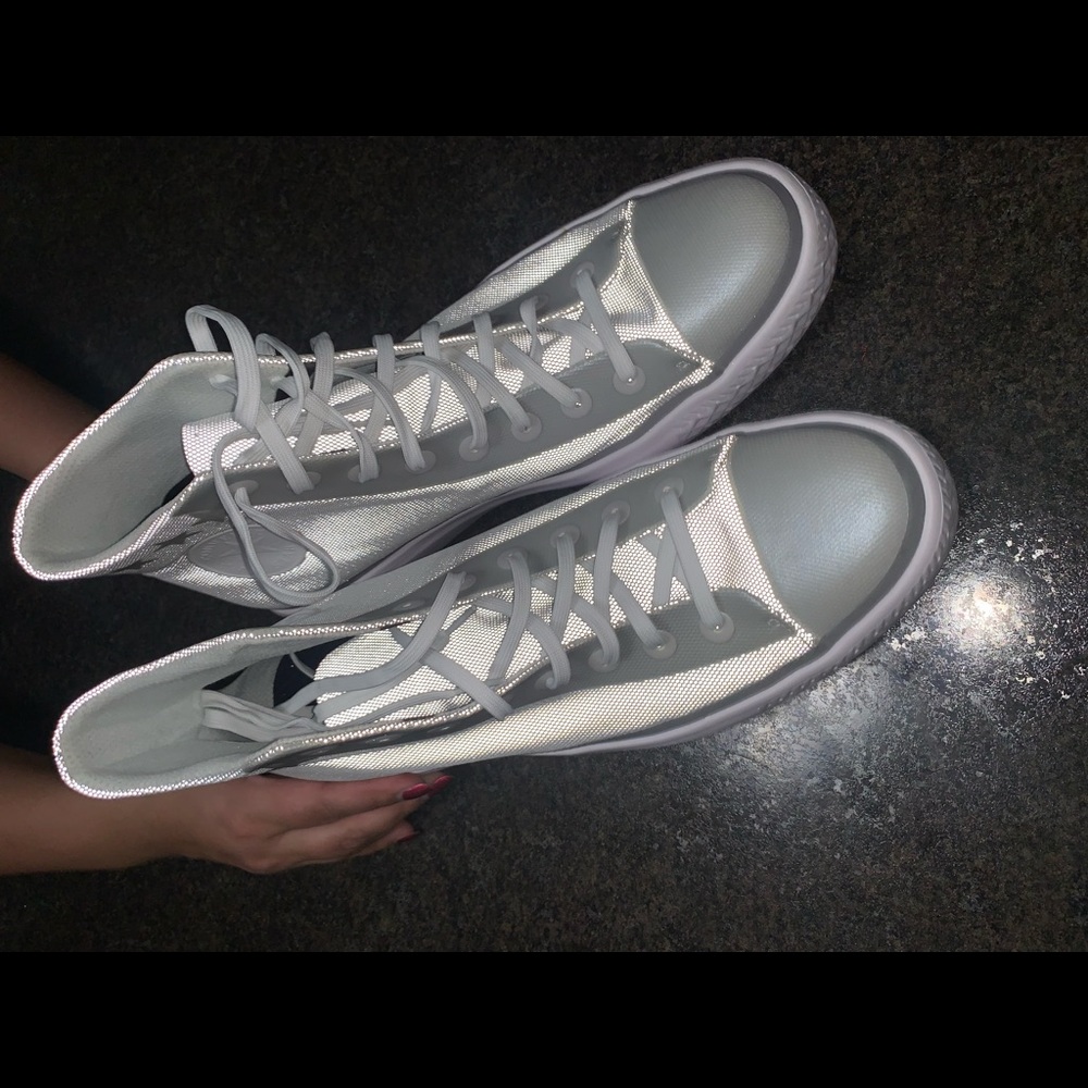 Converse White Silver Reflective Super Light Modern Star View 6